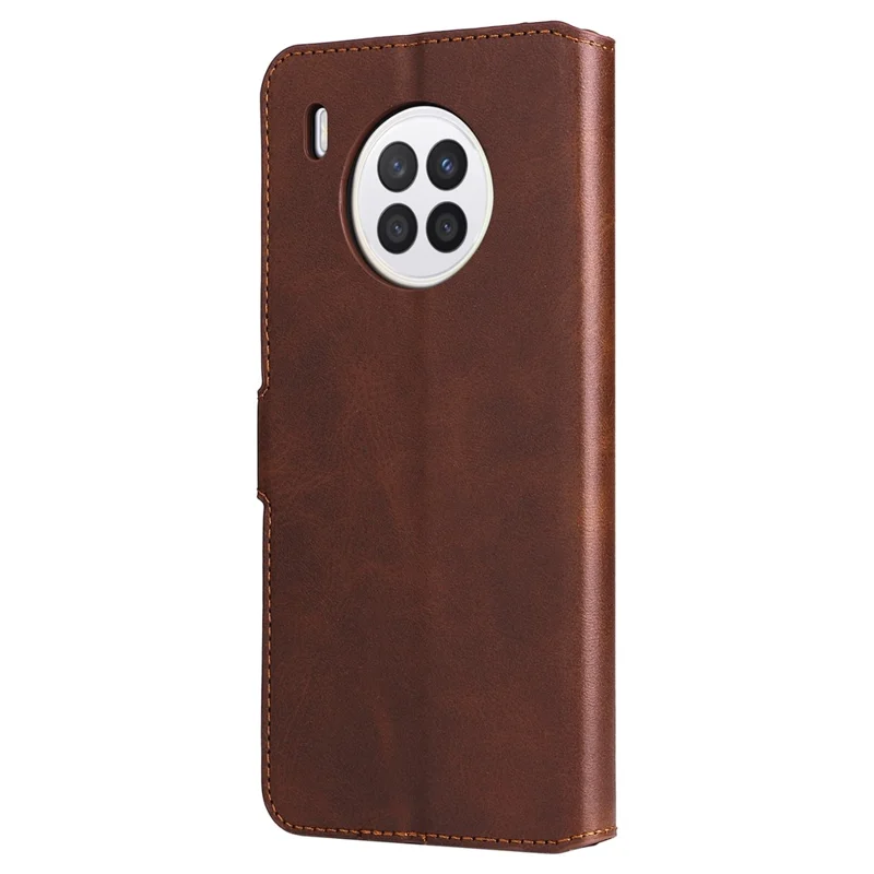 For Huawei nova 8i/Honor 50 Lite 5G Classic Stand Design Cover PU Leather Wallet Drop-proof Flip Phone Case Shell - Brown