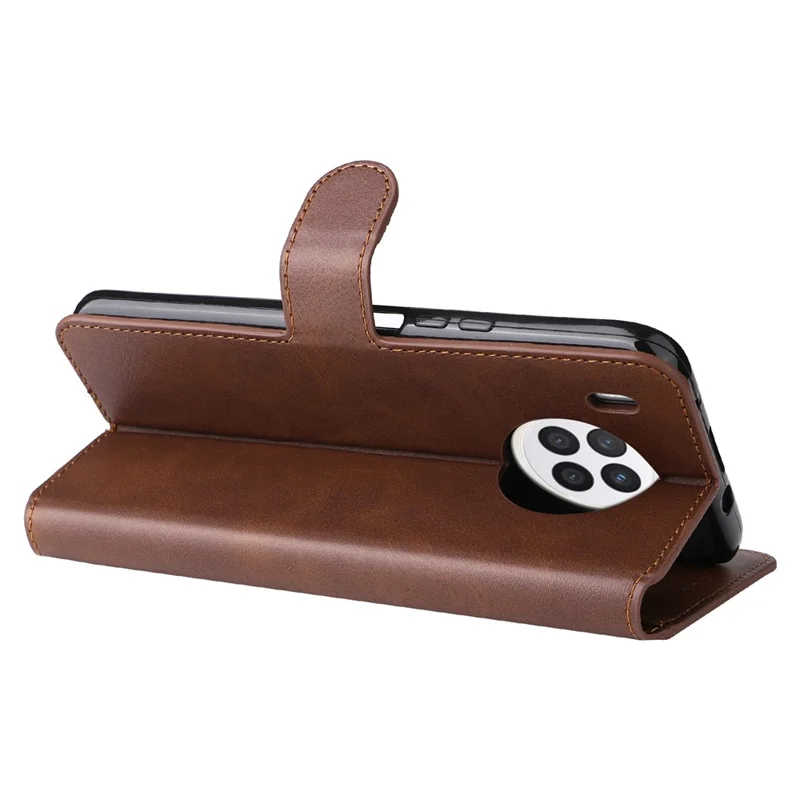 For Huawei nova 8i/Honor 50 Lite 5G Classic Stand Design Cover PU Leather Wallet Drop-proof Flip Phone Case Shell - Brown