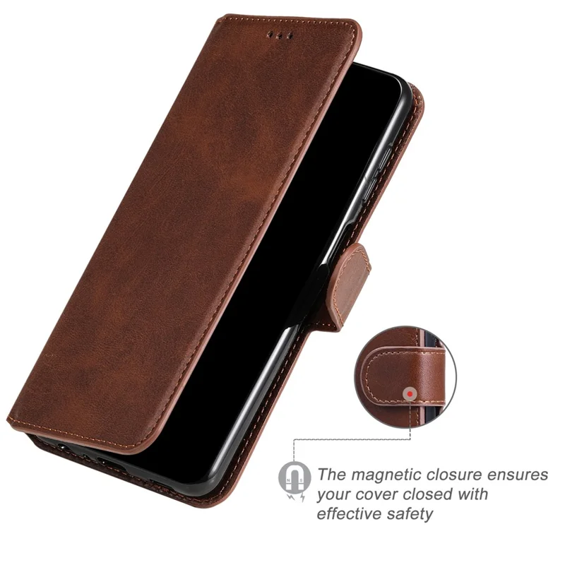For Huawei nova 8i/Honor 50 Lite 5G Classic Stand Design Cover PU Leather Wallet Drop-proof Flip Phone Case Shell - Brown