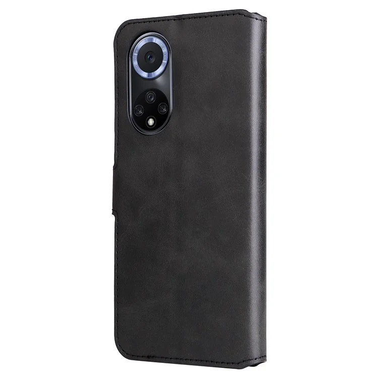 Impact-resistant Wallet Stand PU Leather + TPU Magnetic Clasp Phone Cover Case for Huawei nova 9/Honor 50 - Black