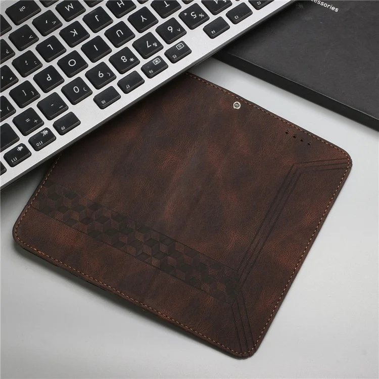 YX0010 Full Protection Rhombus Lines Imprinting Skin-touch Feel Leather Flip Cover + Soft Inner Shell Stand Wallet Protective Case with Wrist Strap for Huawei nova 9 Pro/Honor 50 Pro - Brown