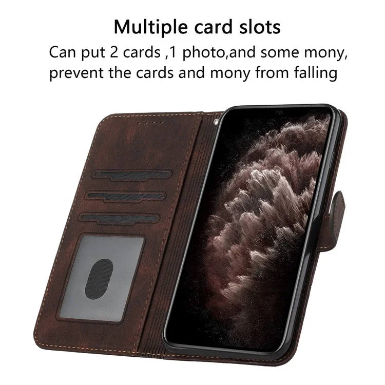 YX0010 Full Protection Rhombus Lines Imprinting Skin-touch Feel Leather Flip Cover + Soft Inner Shell Stand Wallet Protective Case with Wrist Strap for Huawei nova 9 Pro/Honor 50 Pro - Brown