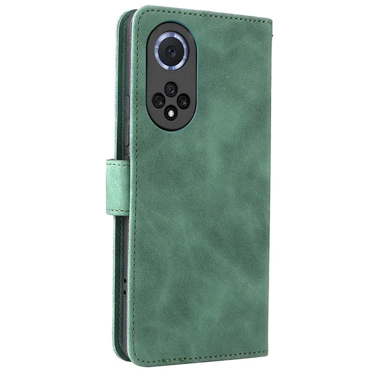 Skin-touch Feeling Stand Wallet Magnetic Clasp Folio Flip Leather Cover Case for Huawei nova 9 - Green