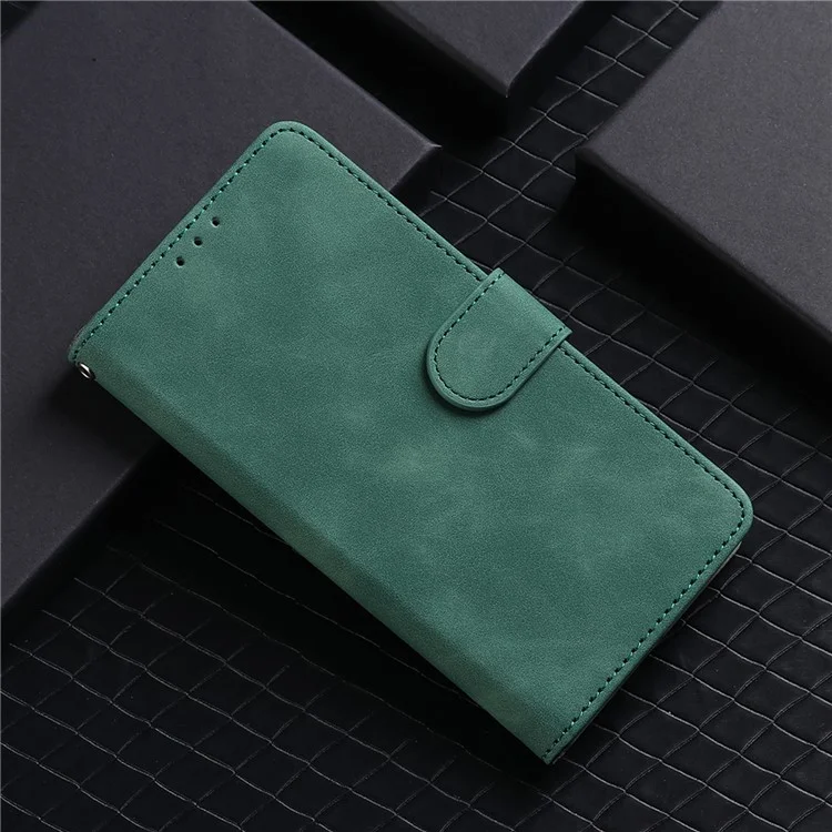 Skin-touch Feeling Stand Wallet Magnetic Clasp Folio Flip Leather Cover Case for Huawei nova 9 - Green