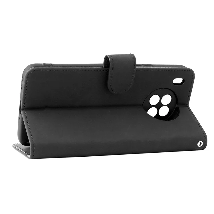 Étui folio à rabat avec toucher effet peau, support anti-choc, portefeuille en cuir pour Honor 50 Lite / Huawei nova 8i - Noir 