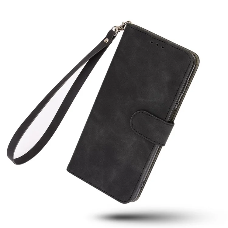 Étui folio à rabat avec toucher effet peau, support anti-choc, portefeuille en cuir pour Honor 50 Lite / Huawei nova 8i - Noir 