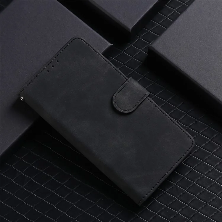 Étui folio à rabat avec toucher effet peau, support anti-choc, portefeuille en cuir pour Honor 50 Lite / Huawei nova 8i - Noir 