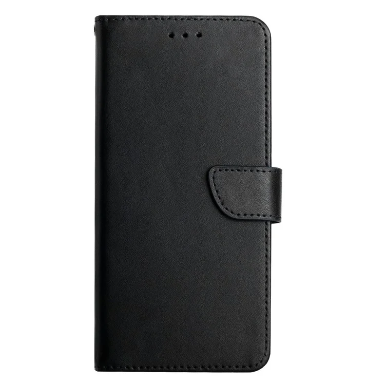 Étui portefeuille en cuir véritable Nappa anti-rayures avec fermeture magnétique pour Huawei nova 8i / Honor 50 Lite - Noir