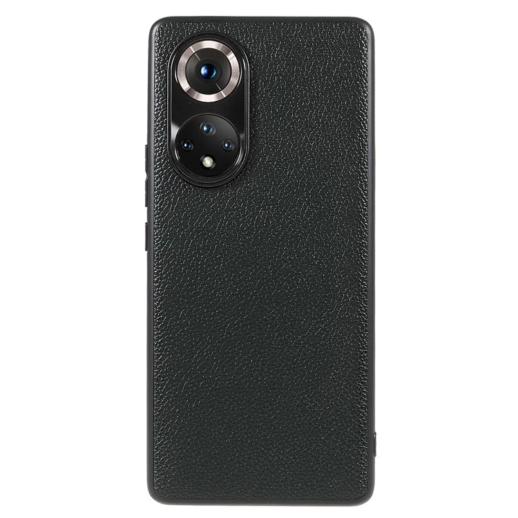 Drop-proof Точный Вырез Litchi Текстура Корпус Подлинная Кожаная Покрытие TPU + PC Phone Cover Shell Для Honor 50/Huawei Nova 9 - Темно-зеленый