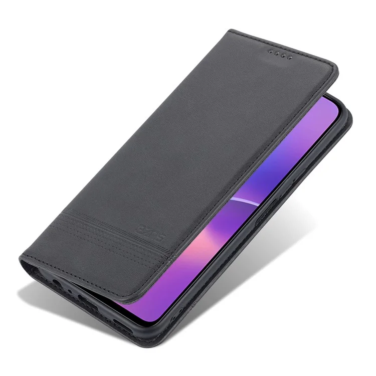AZNS Magnetic Auto-absorbed Wallet Stand Design PU Leather Shockproof Phone Cover Case for Honor X30i - Black