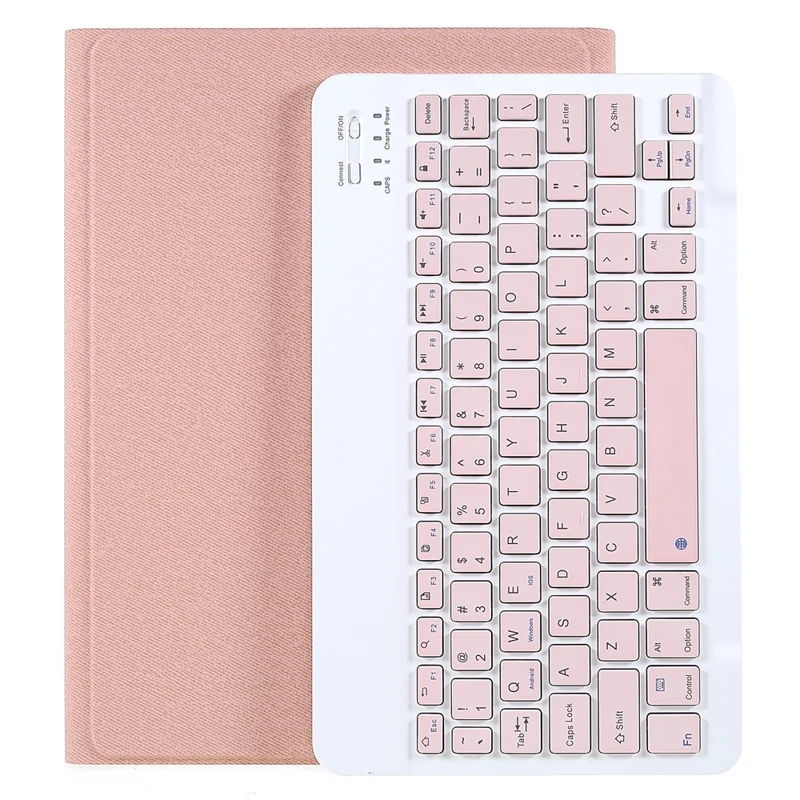 Cloth Texture Pen Slot Tablet Leather Cover Protective Stand Case + Wireless Bluetooth Keyboard for Huawei MediaPad M6 10.8-inch - Pink