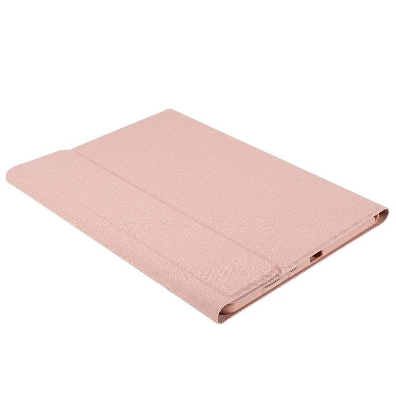 Cloth Texture Pen Slot Tablet Leather Cover Protective Stand Case + Wireless Bluetooth Keyboard for Huawei MediaPad M6 10.8-inch - Pink