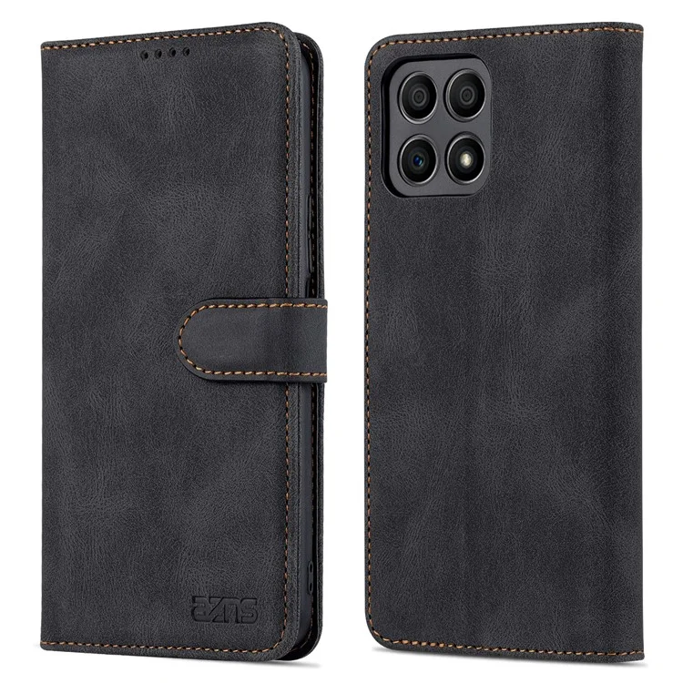 AZNS Magnetic Verschluss PU Leder Flip Wallet Hülle Ständer Schockdes TPU Innere Shell Telefonabdeckung Für Ehren X30i - Schwarz