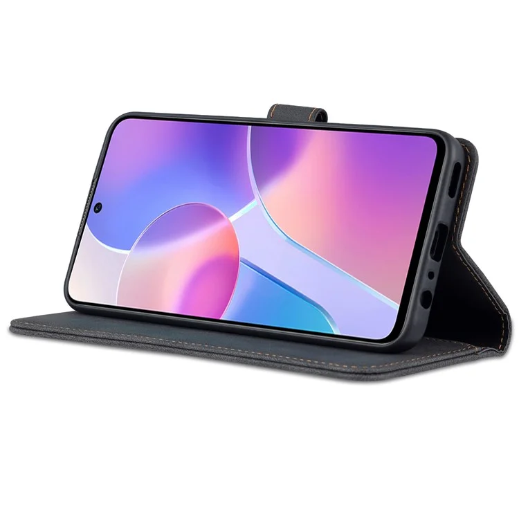 AZNS Magnetic Verschluss PU Leder Flip Wallet Hülle Ständer Schockdes TPU Innere Shell Telefonabdeckung Für Ehren X30i - Schwarz