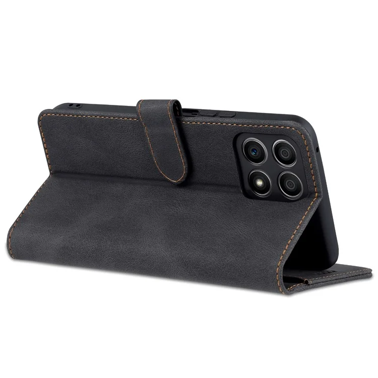 AZNS Magnetic Verschluss PU Leder Flip Wallet Hülle Ständer Schockdes TPU Innere Shell Telefonabdeckung Für Ehren X30i - Schwarz
