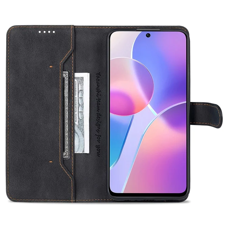 AZNS Magnetic Verschluss PU Leder Flip Wallet Hülle Ständer Schockdes TPU Innere Shell Telefonabdeckung Für Ehren X30i - Schwarz