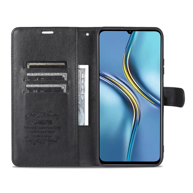 Azns Textured PU Stand Worthet Case Magnetica Coppa di Asorzio Per L'honor Per Honor X10 Max/X30 Max - Nero