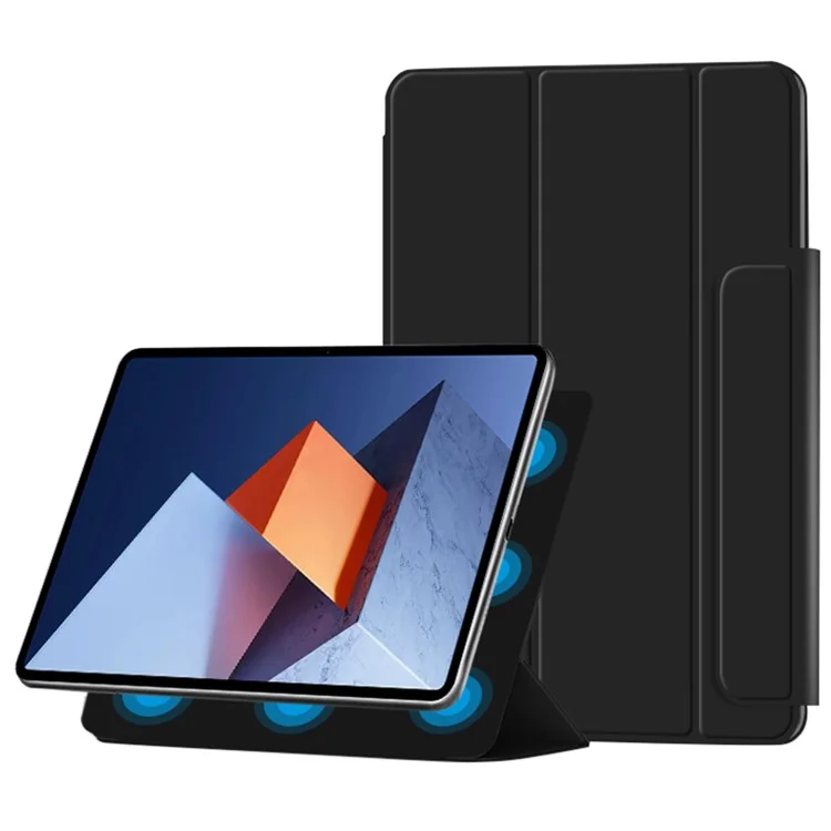 PU Cuero Tri-pliegue de Cierre Magnético Cubierta de Caja de Tableta Para Huawei Matebook E 2022 - Negro