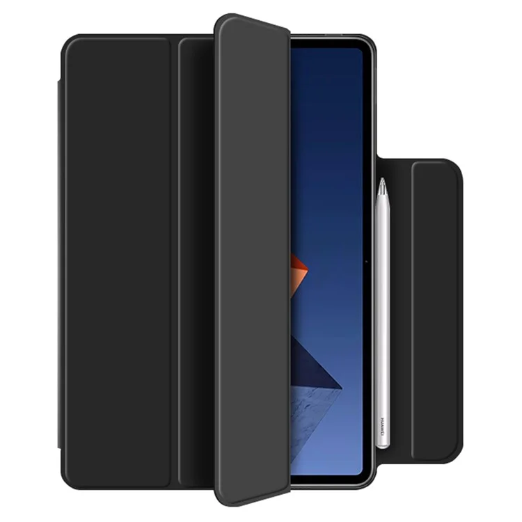 PU Cuero Tri-pliegue de Cierre Magnético Cubierta de Caja de Tableta Para Huawei Matebook E 2022 - Negro
