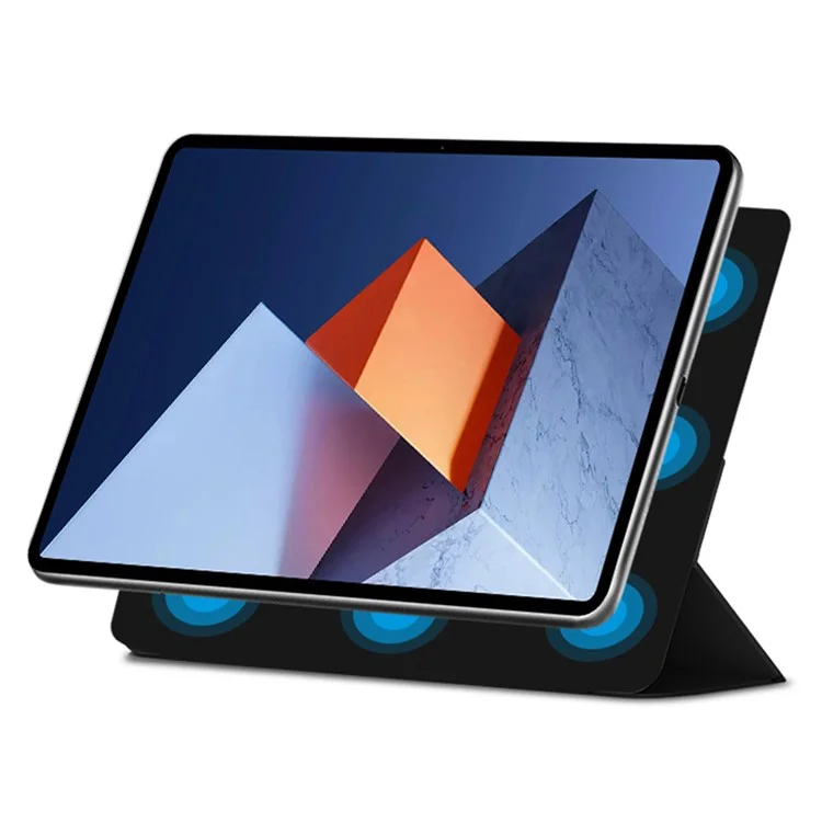 PU Cuero Tri-pliegue de Cierre Magnético Cubierta de Caja de Tableta Para Huawei Matebook E 2022 - Negro
