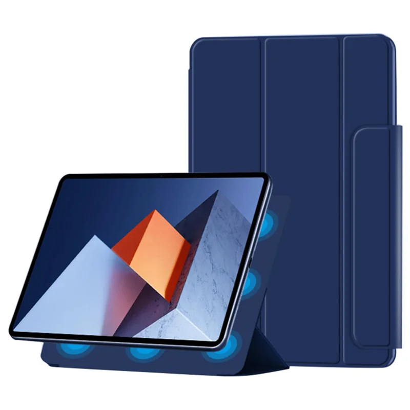 PU Leather Tri-fold Stand Magnetic Closure Tablet Case Cover for Huawei MateBook E 2022 - Blue
