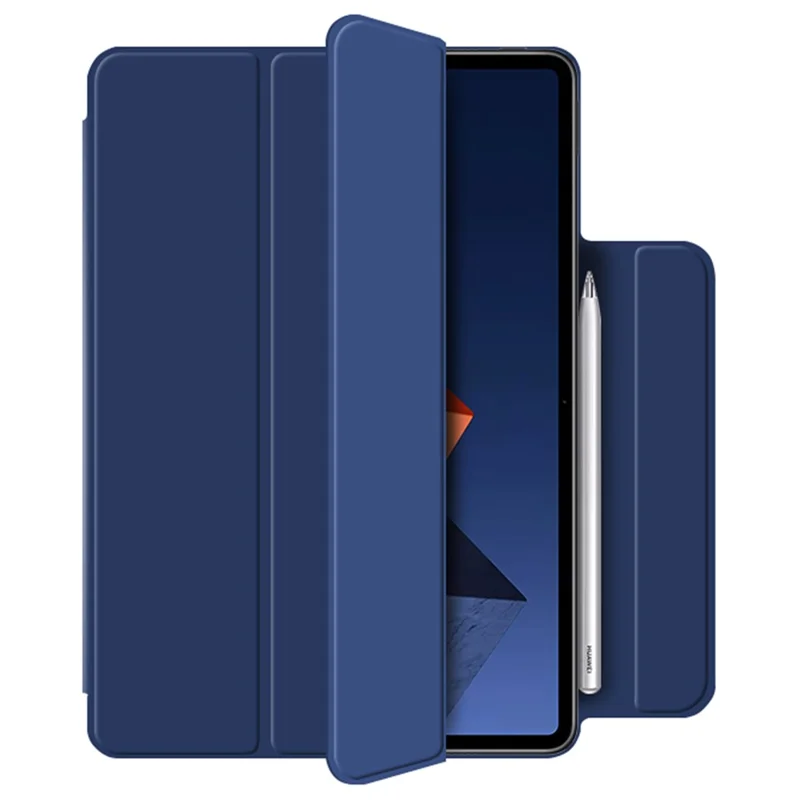 PU Leather Tri-fold Stand Magnetic Closure Tablet Case Cover for Huawei MateBook E 2022 - Blue
