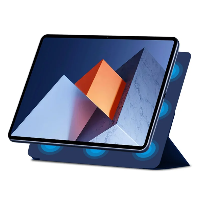 PU Leather Tri-fold Stand Magnetic Closure Tablet Case Cover for Huawei MateBook E 2022 - Blue