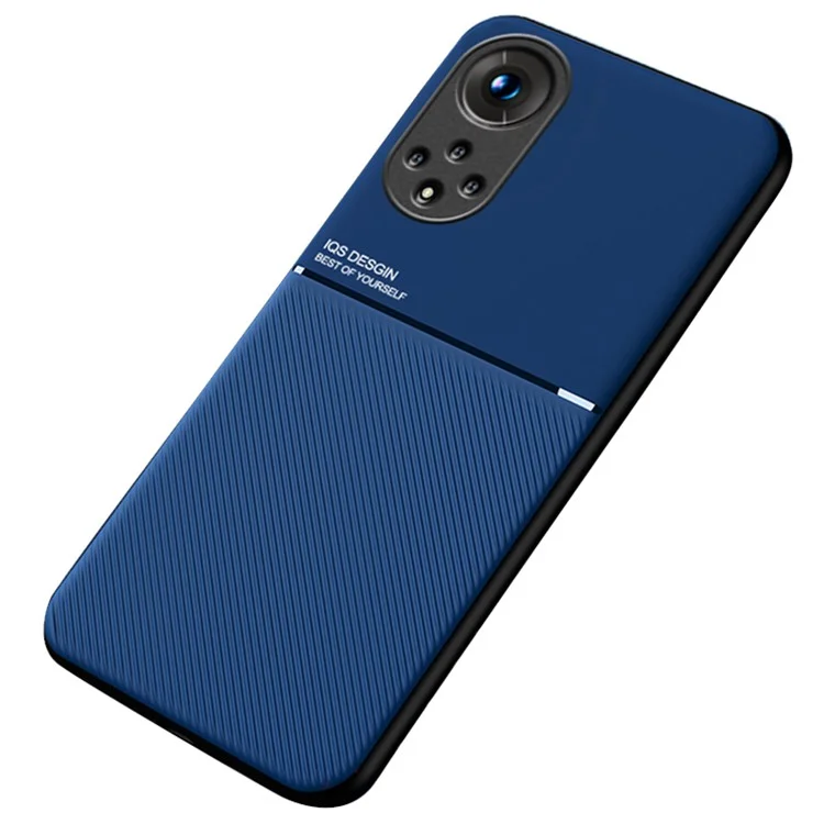 TPU Inner Edge Mobiltelefon Hülle PU Leder Schockdelie-telefonabdeckung Mit Integriertem Magnetmetallblech Für Huawei Nova 9 / Ehre 50 - Blau