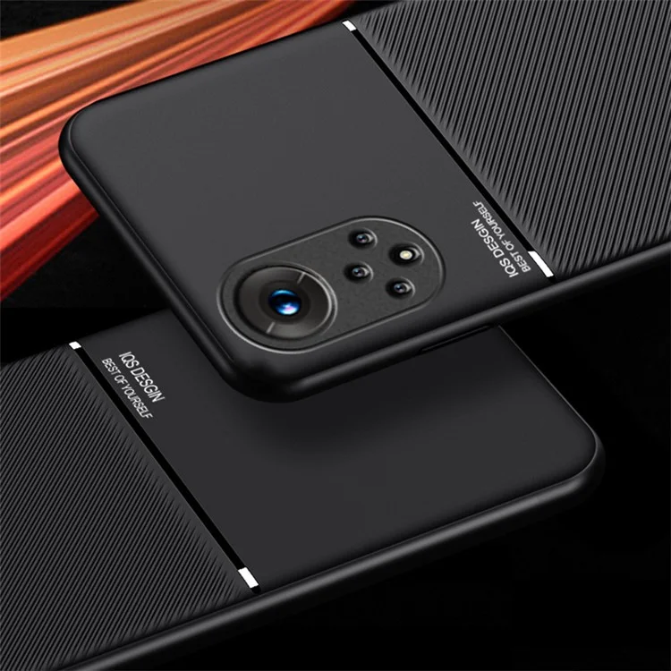 TPU Inner Edge Mobiltelefon Hülle PU Leder Schockdelie-telefonabdeckung Mit Integriertem Magnetmetallblech Für Huawei Nova 9 / Ehre 50 - Blau