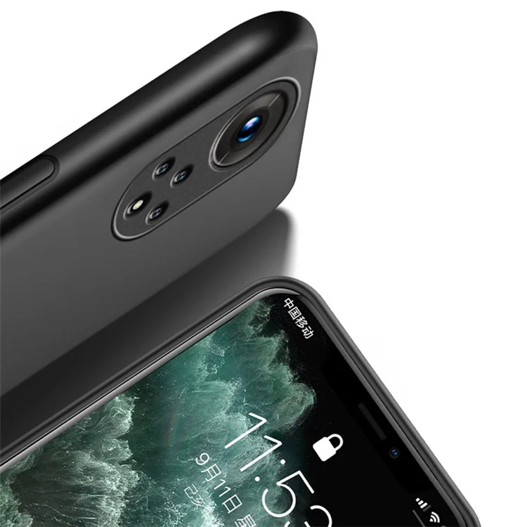 Защитный чехол для смартфона из TPU + PU-кожи, ударопрочный чехол для телефона с встроенным магнитным металлическим листом для Huawei nova 9 Pro / Honor 50 Pro - черный