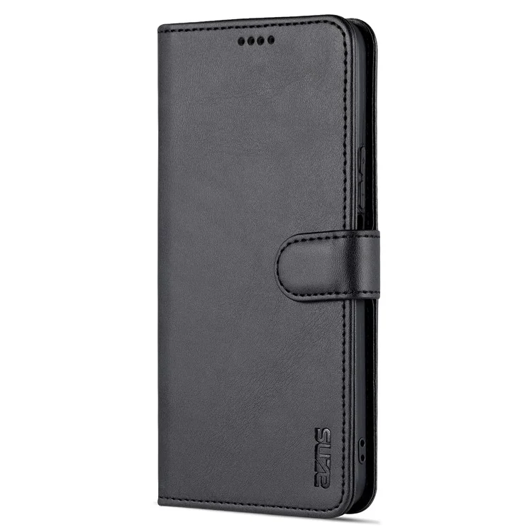 AZNS PU Leder Brieftasche Ständer Anti-fall-stoßdämpfer Schutzhülle Für Honor X30i - Schwarz