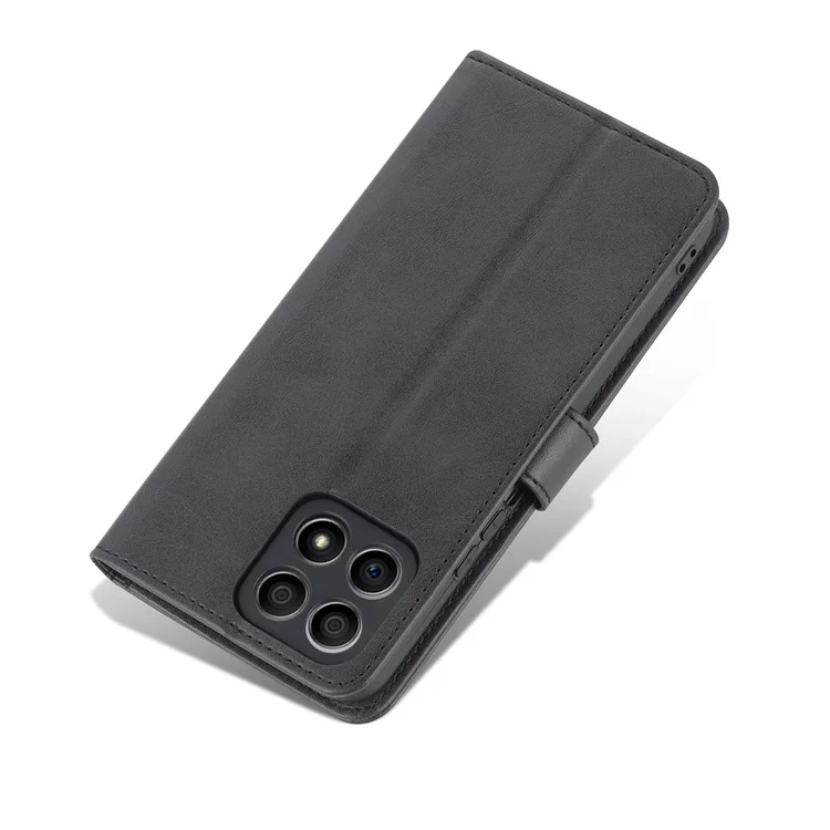 AZNS PU Leder Brieftasche Ständer Anti-fall-stoßdämpfer Schutzhülle Für Honor X30i - Schwarz