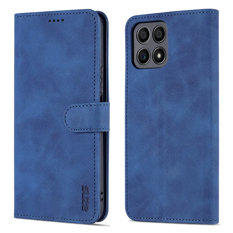 AZNS, etui portfel z poliuretanem, z podstawką, antypoślizgowe, ochronne, na Honor X30i - niebieski