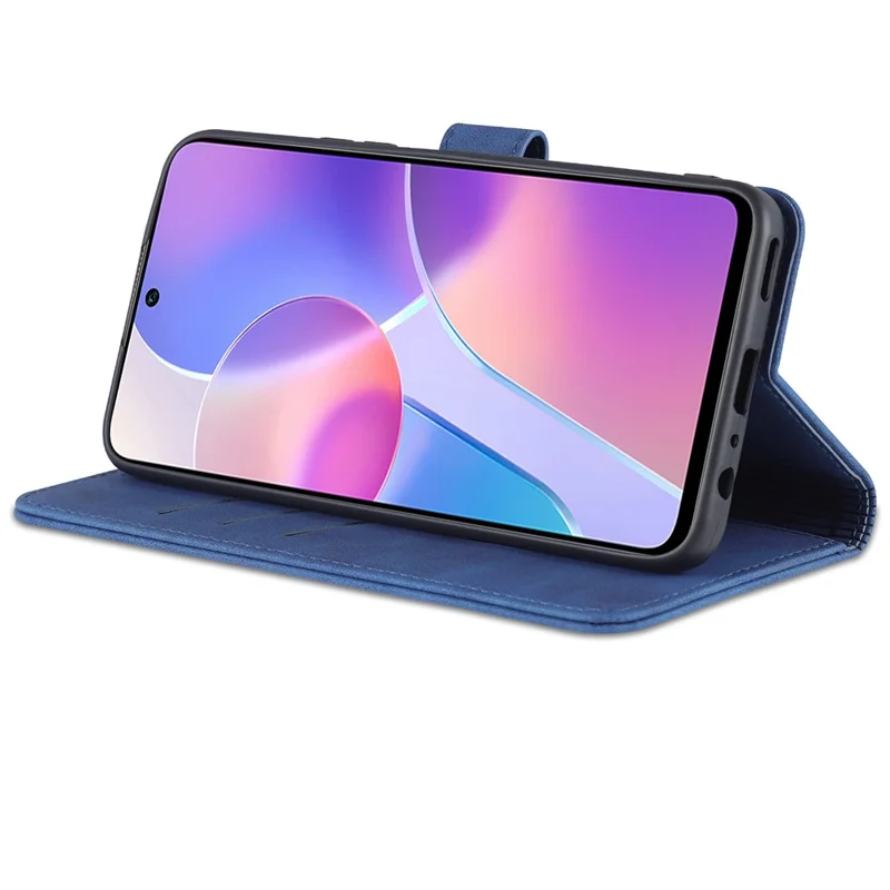 AZNS, etui portfel z poliuretanem, z podstawką, antypoślizgowe, ochronne, na Honor X30i - niebieski