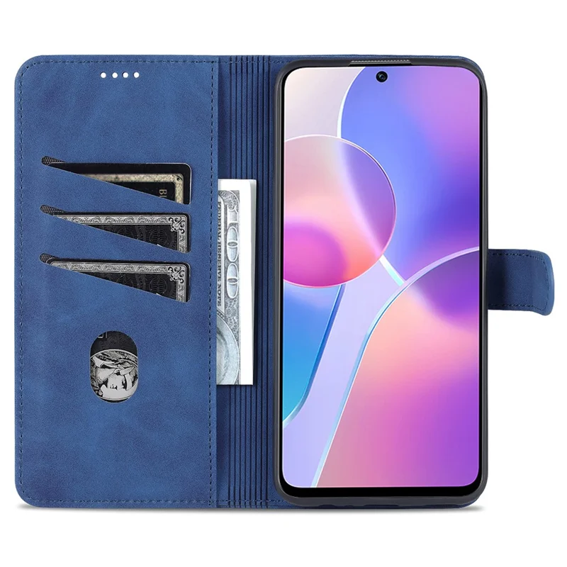 AZNS, etui portfel z poliuretanem, z podstawką, antypoślizgowe, ochronne, na Honor X30i - niebieski