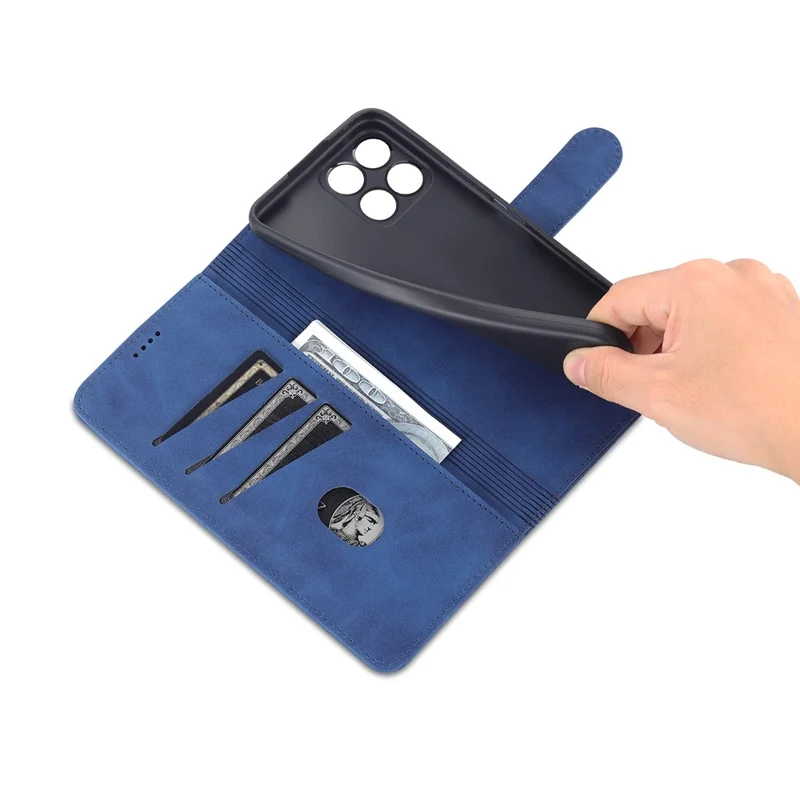 AZNS, etui portfel z poliuretanem, z podstawką, antypoślizgowe, ochronne, na Honor X30i - niebieski