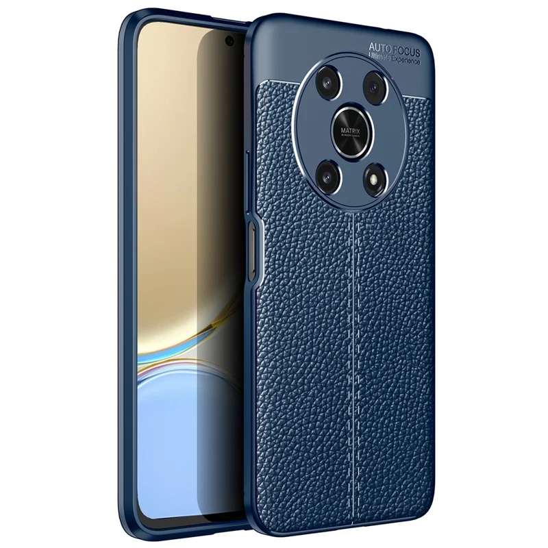 Slim Business Litchi Texture Flexible TPU Scratch-Resistant Drop Protection Cover for Honor X30/X9 5G/Magic 4 Lite 5G - Blue