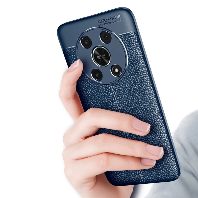 Slim Business Litchi Texture Flexible TPU Scratch-Resistant Drop Protection Cover for Honor X30/X9 5G/Magic 4 Lite 5G - Blue