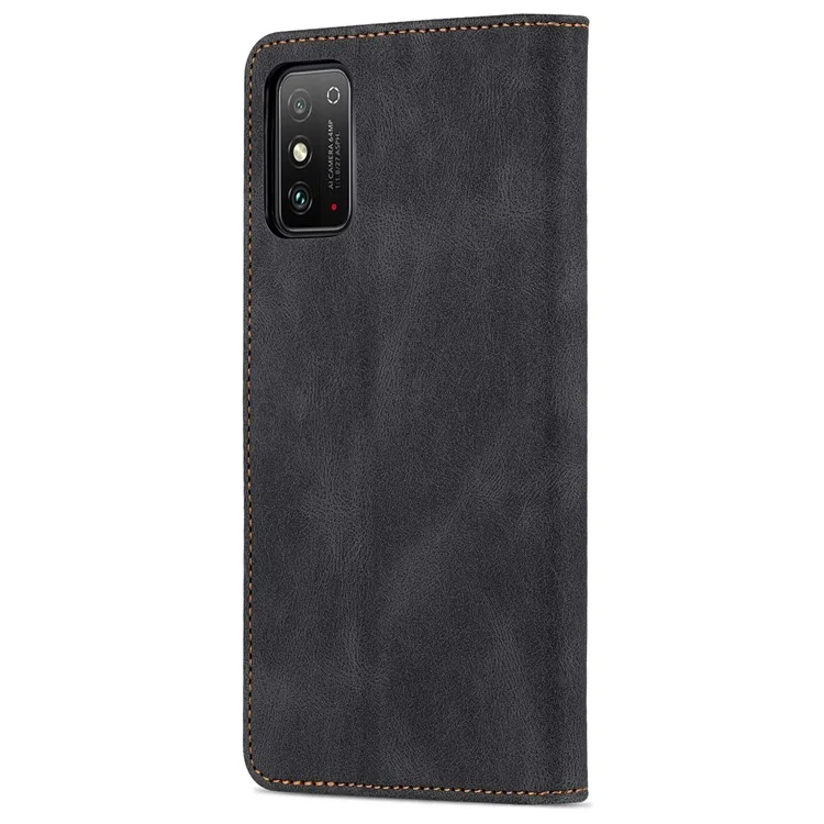 Azns Protección General de Protección PU Cuero Stand Cubierta de la Caja Del Teléfono a Prueba de Choque Para Honor X30 Max - Negro