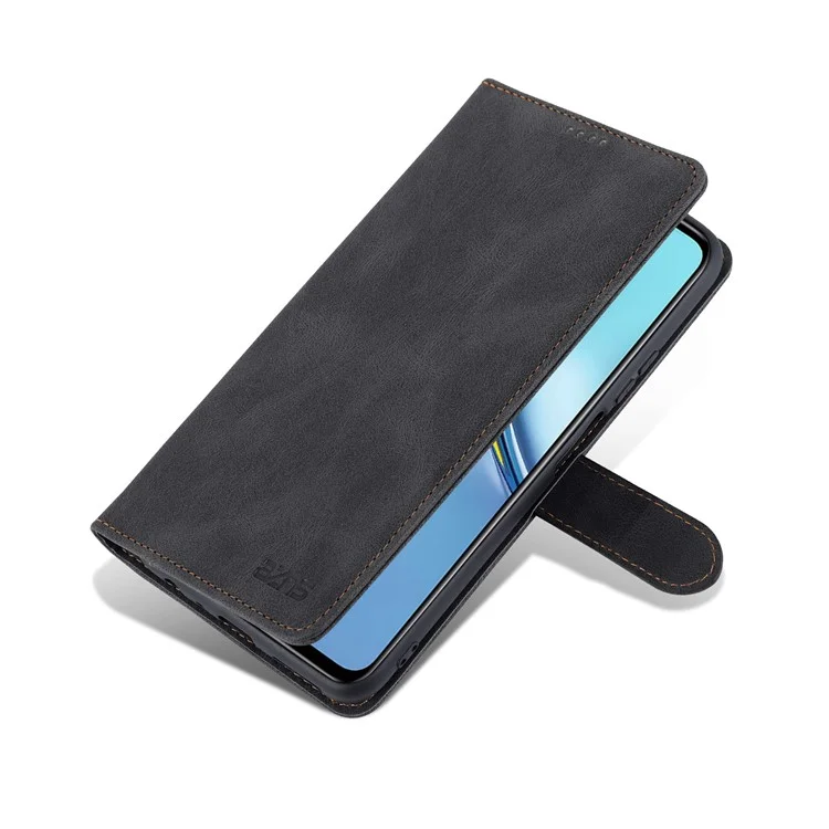 Azns Protección General de Protección PU Cuero Stand Cubierta de la Caja Del Teléfono a Prueba de Choque Para Honor X30 Max - Negro