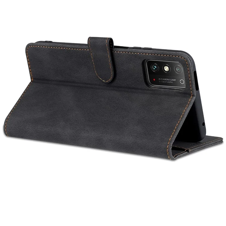 Azns Protección General de Protección PU Cuero Stand Cubierta de la Caja Del Teléfono a Prueba de Choque Para Honor X30 Max - Negro
