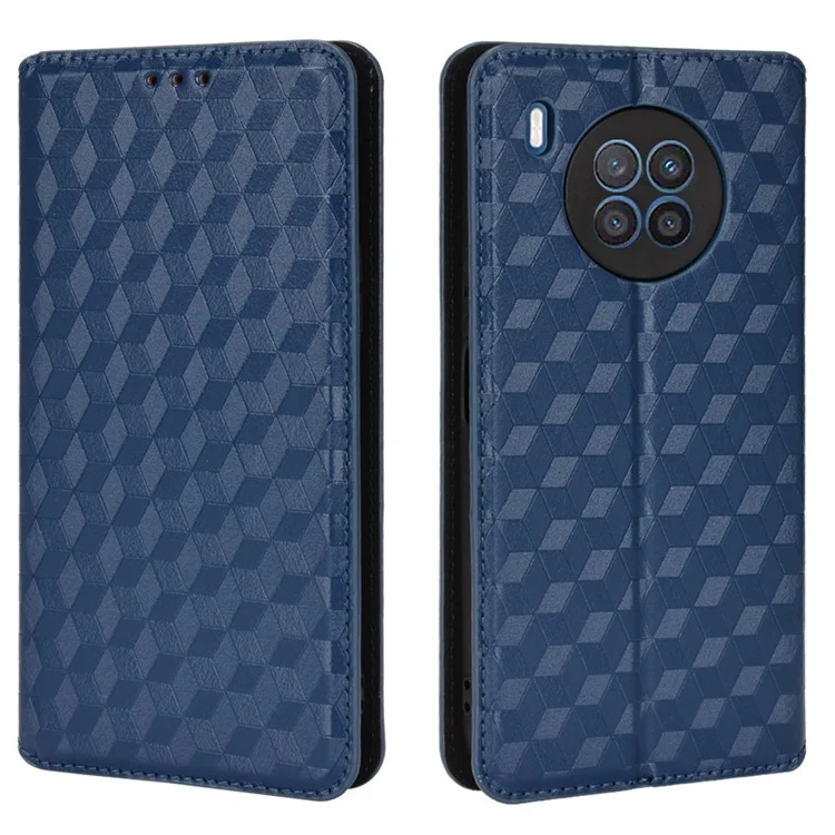 Pour Honor 50 Lite / Huawei nova 8i Couverture de protection en cuir PU Motif imprimé Étui de téléphone portable Étui de téléphone intérieur avec support Portefeuille - Bleu