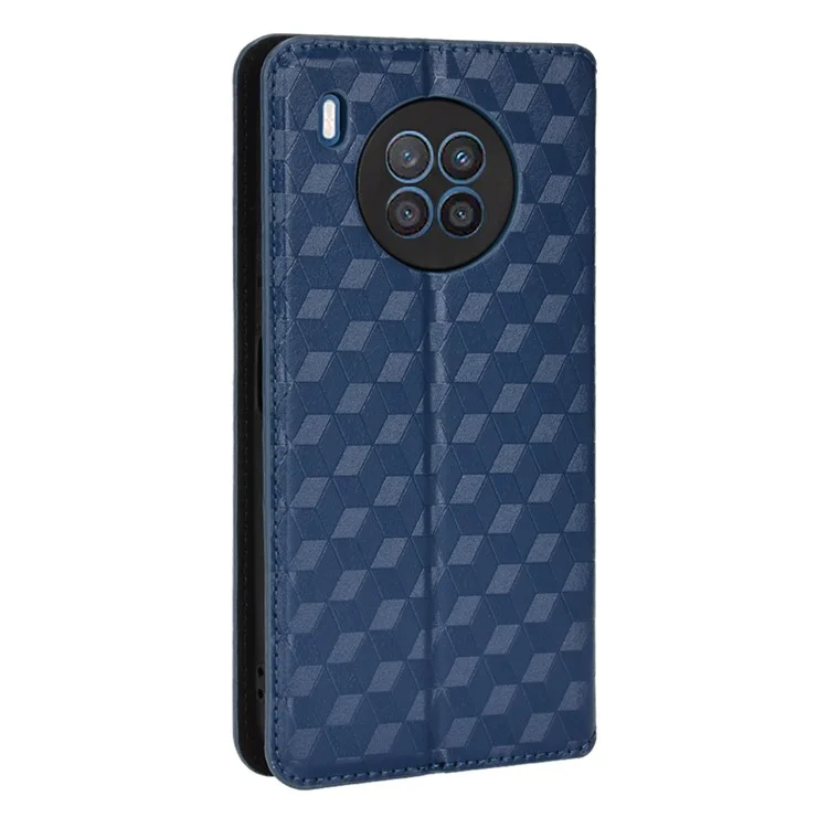 Pour Honor 50 Lite / Huawei nova 8i Couverture de protection en cuir PU Motif imprimé Étui de téléphone portable Étui de téléphone intérieur avec support Portefeuille - Bleu