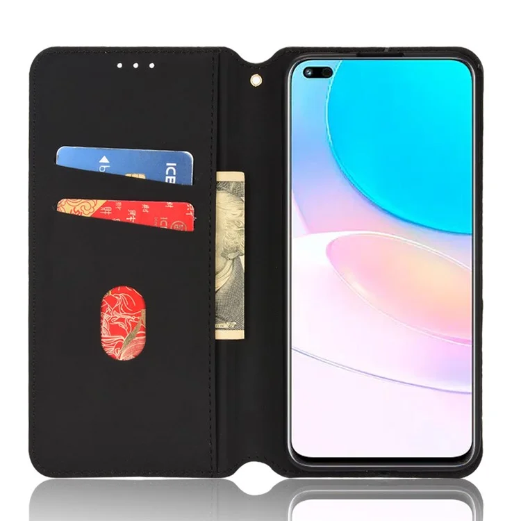 Pour Honor 50 Lite / Huawei nova 8i Couverture de protection en cuir PU Motif imprimé Étui de téléphone portable Étui de téléphone intérieur avec support Portefeuille - Bleu