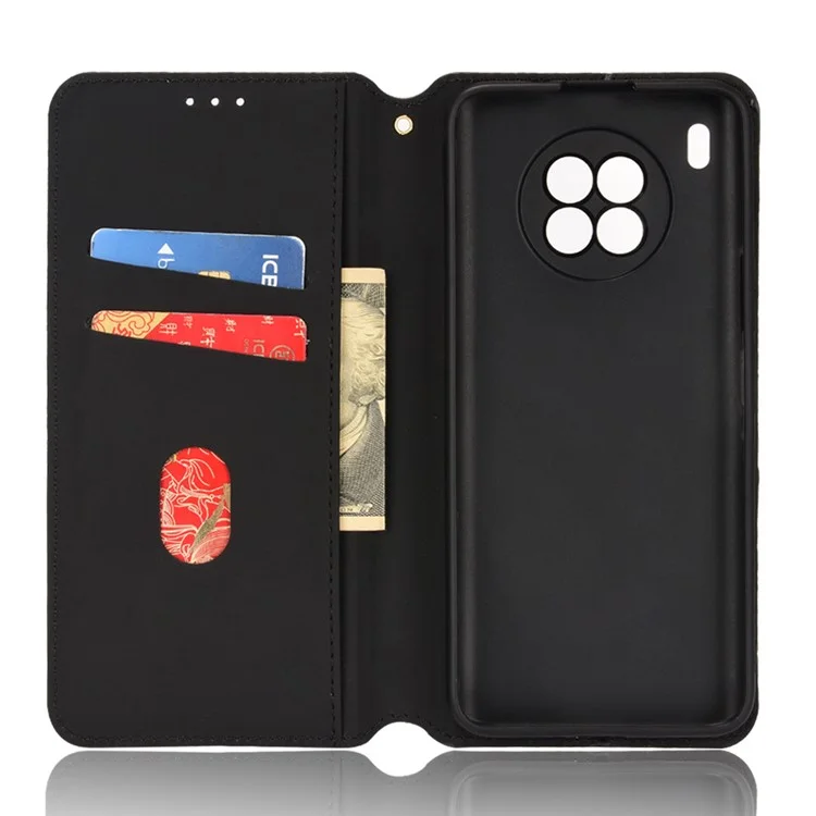 Pour Honor 50 Lite / Huawei nova 8i Couverture de protection en cuir PU Motif imprimé Étui de téléphone portable Étui de téléphone intérieur avec support Portefeuille - Bleu