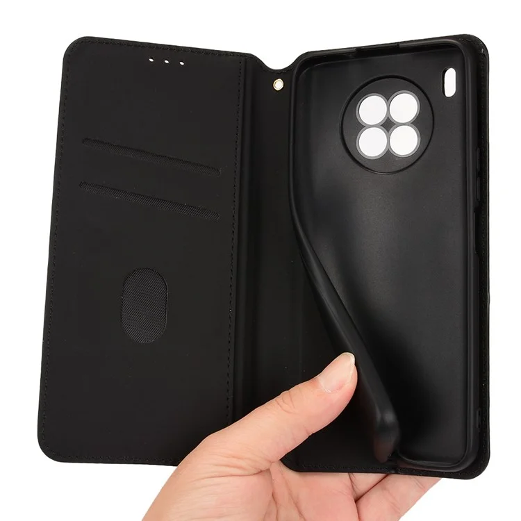 Pour Honor 50 Lite / Huawei nova 8i Couverture de protection en cuir PU Motif imprimé Étui de téléphone portable Étui de téléphone intérieur avec support Portefeuille - Bleu