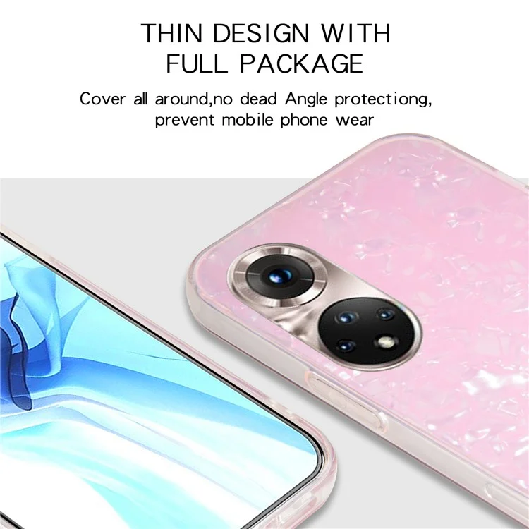 IPAKY Dupla Camada Acrílica Backing + Soft TPU IMD À Prova De Choque Protetora Tampa Traseira Para Honor 50 Pro - Cor De Rosa