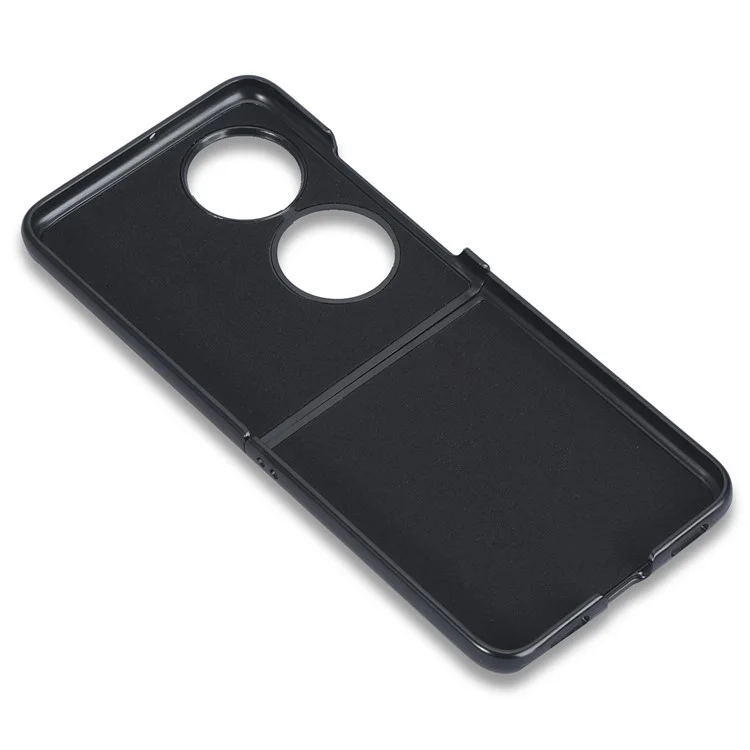 Litchi Texture Anti-rayure Étui de téléphone portable en PC enduit de cuir PU pour Huawei P50 Pocket / Pocket S - Noir 