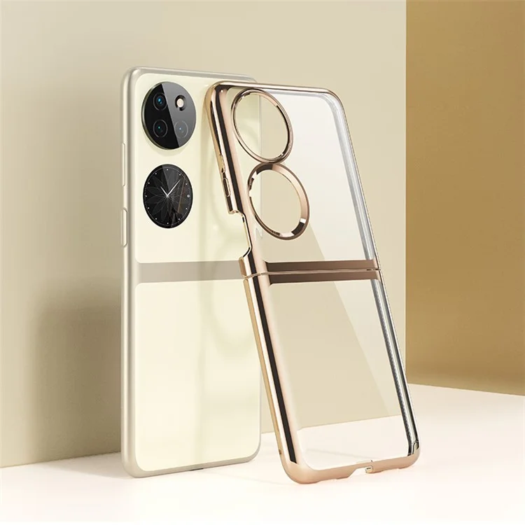 Étui de protection robuste en PC avec placage pour Huawei P50 Pocket - Or