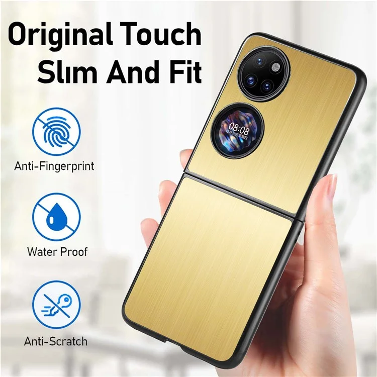 Étui de protection en acier inoxydable brossé et PC pour Huawei P50 Pocket - Noir